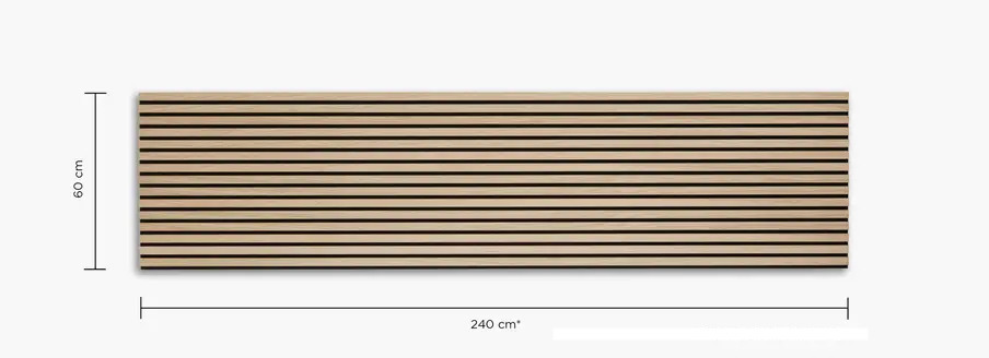 Dimensions of the Warm Oak Acoustic Nord Panel - 240cm by 60cm by 2cm
